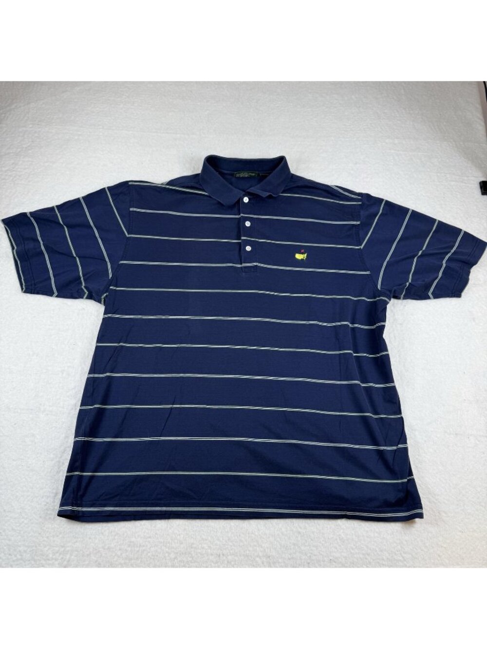 Amen Corner Polo Shirt Mens Size XL Blue Striped Golf Logo Pima Cotton Jersey